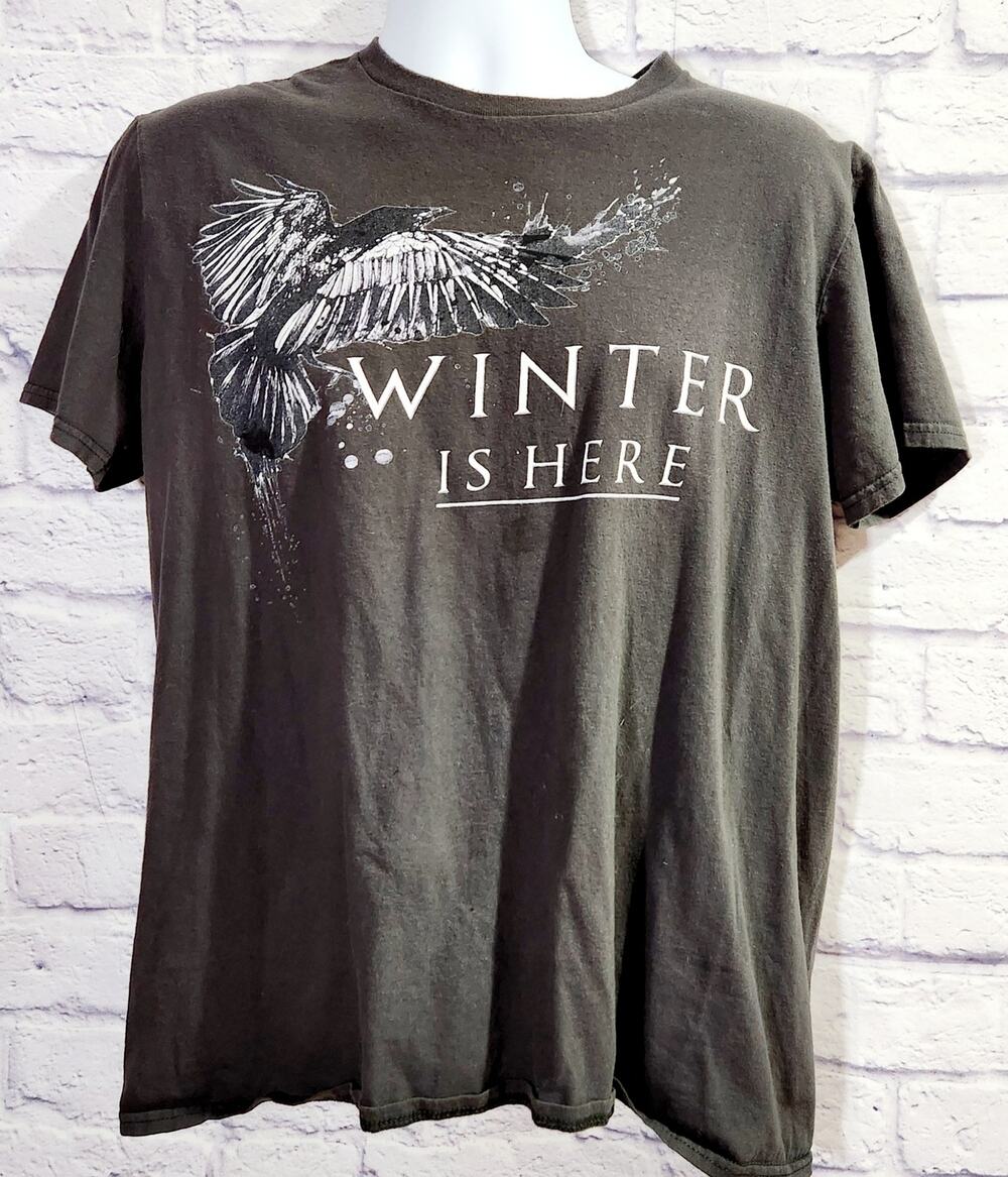 Anvil Dark Gray White Winter Is Here T Shirt Large Lightweight Soft Stretch